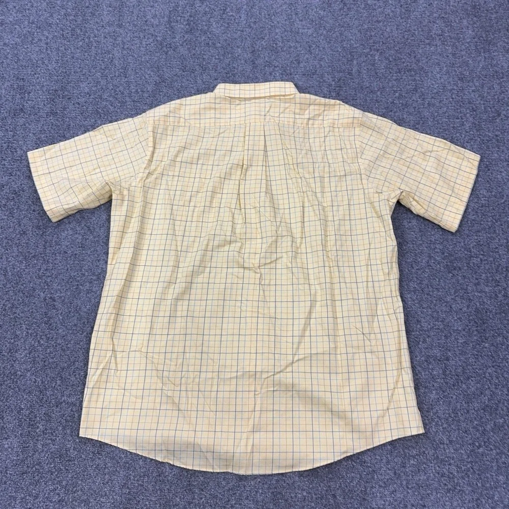 L.L. Bean Shirt Mens L Yellow Check Wrinkle Resistant Short Sleeve Button Down